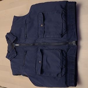 VTG Branded Lion Quilted/Reversible Plaid and Navy Solid Utility Winter Vest